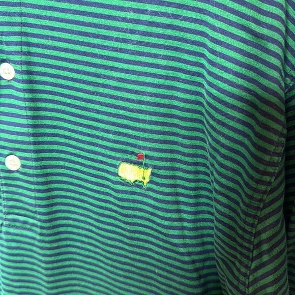 Amen Corner Masters Logo Polo Navy/Green Golf Shirt. Size Medium. - Picture 3 of 9